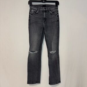 Mother The Mid Rise Dazzler Ankle Distressed Black Jeans Size 26